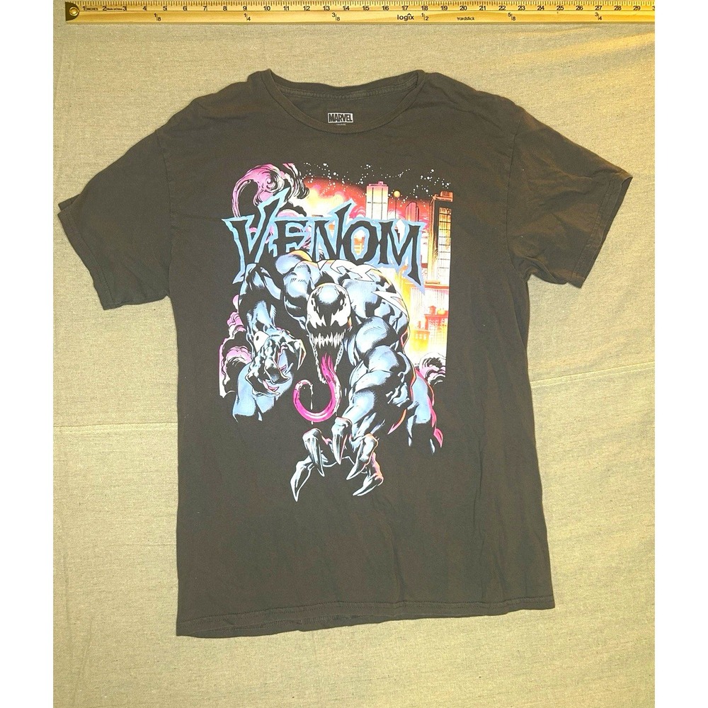 Marvel Venom Black Graphic Logo Crew Neck Short Sleeve Cotton T-Shirt Men M